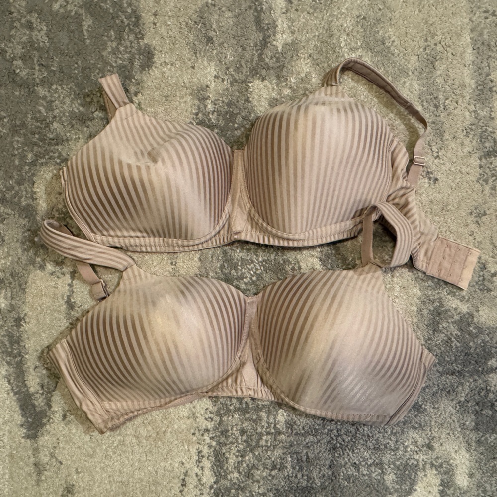 2 Playtex Beige Striped Bra